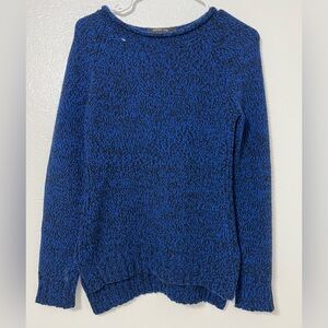 Derek Lam 100% Cashmere Blue/Black Marled Crewneck Sweater Size M